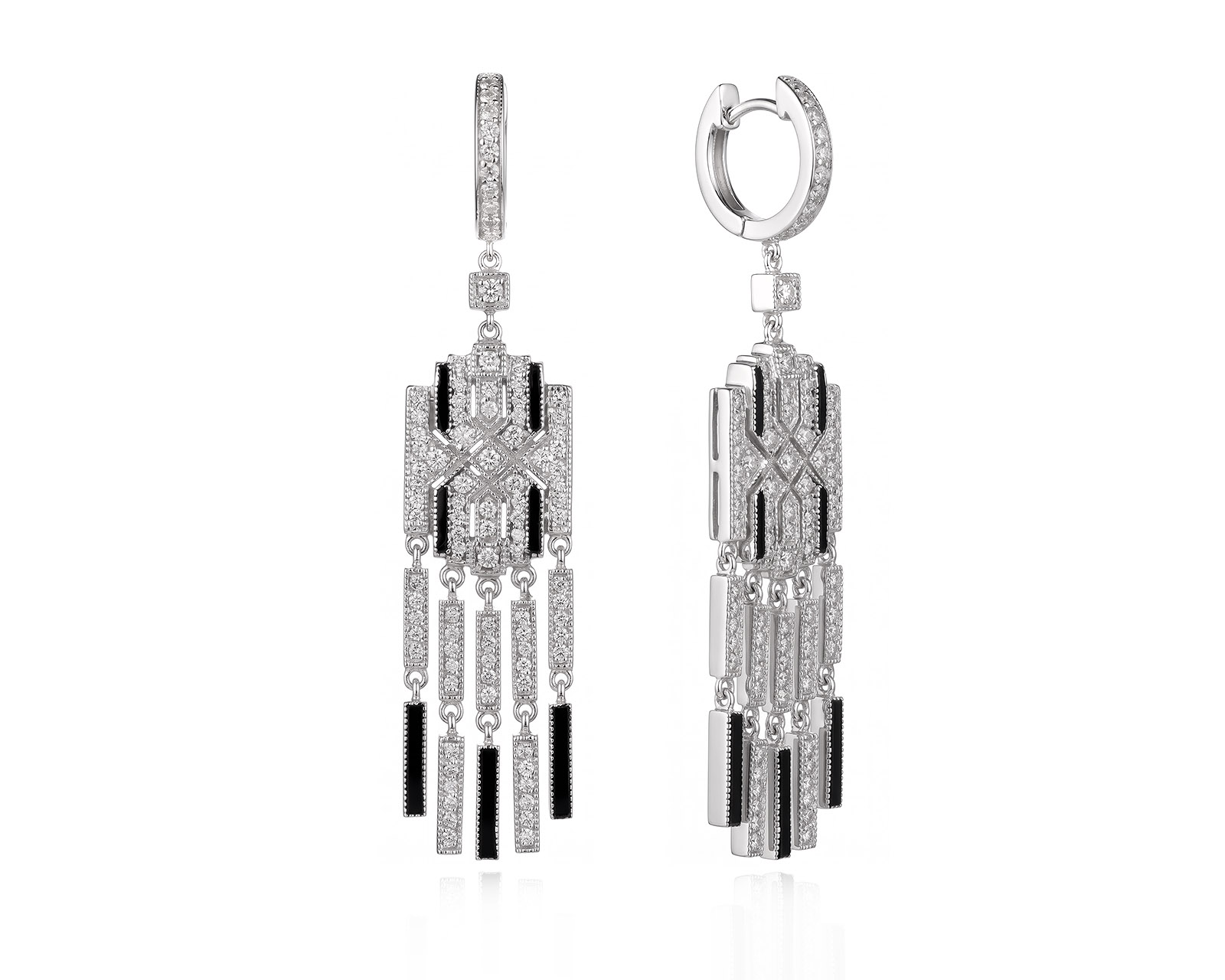 Золотые серьги с эмалью и бриллиантами 1.06ct