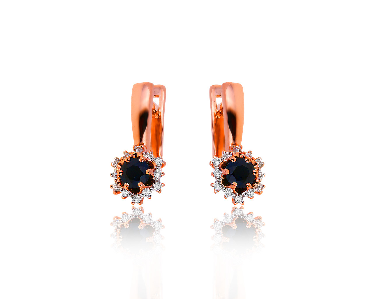 Фееричные золотые серьги с сапфирами 0.57ct 240719/18 Фееричные золотые серьги с сапфирами 0.57ct 240719/18