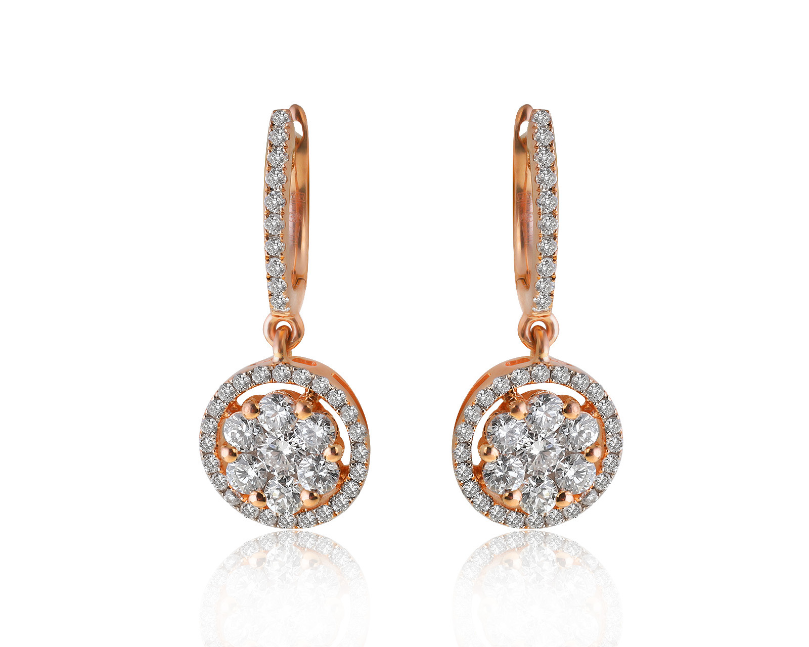 Оригинальные золотые серьги с бриллиантами 1.20ct Crivelli