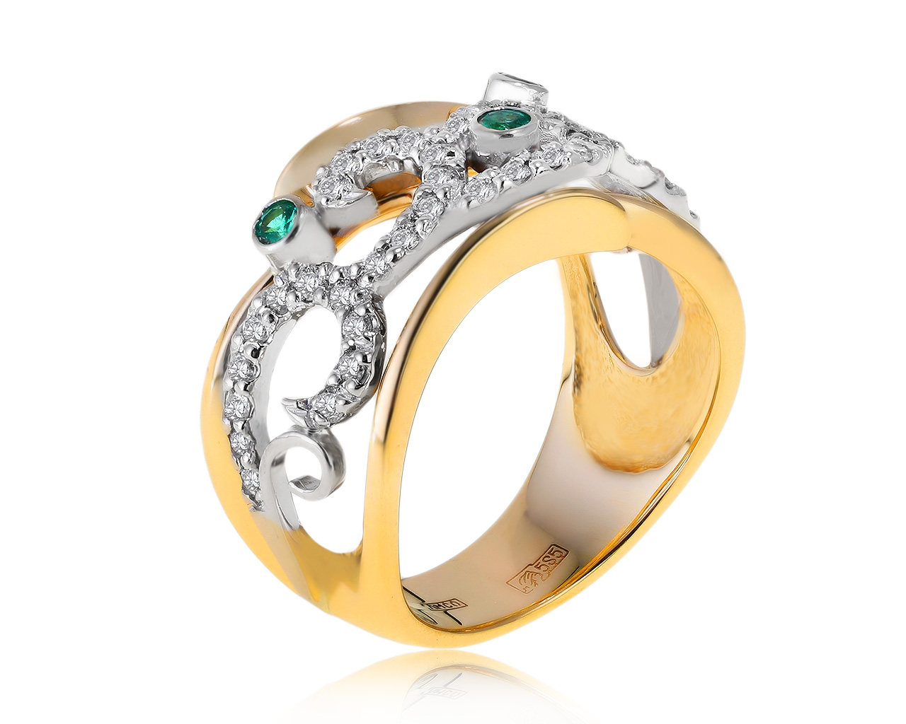 Праздничное золотое кольцо с бриллиантами 0.61ct
