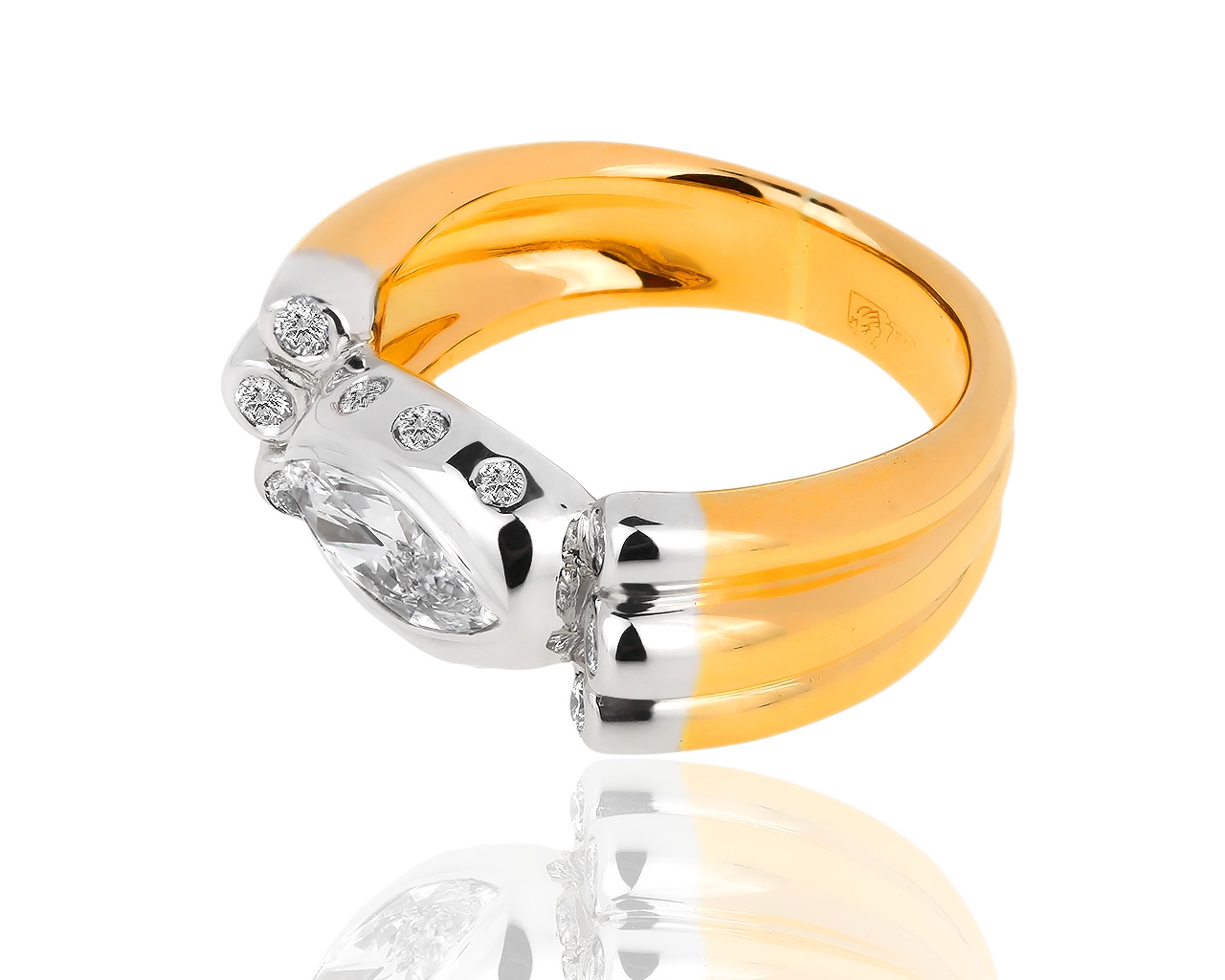 Привлекательное золотое кольцо с бриллиантами 1.29ct