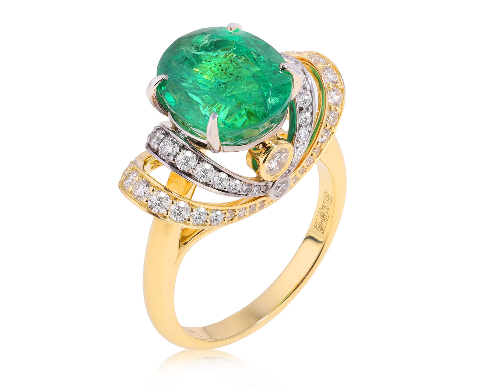 Золотое кольцо с изумрудом Замбия 5.60ct Evgeny Matveev 300725/Б158