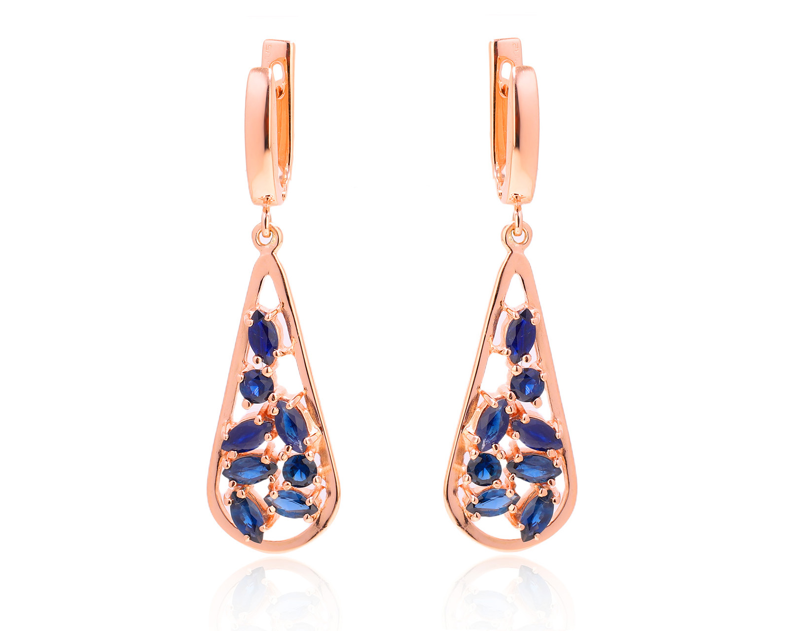 Золотые серьги с сапфирами 2.34ct 180825/14