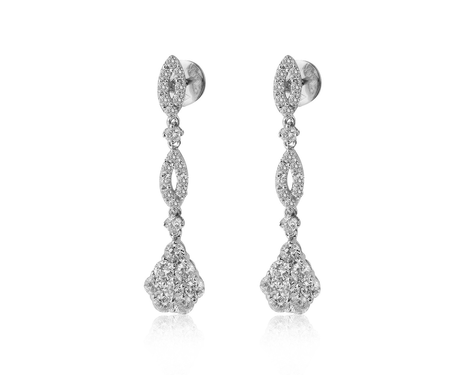 Превосходные золотые серьги с бриллиантами 1.35ct