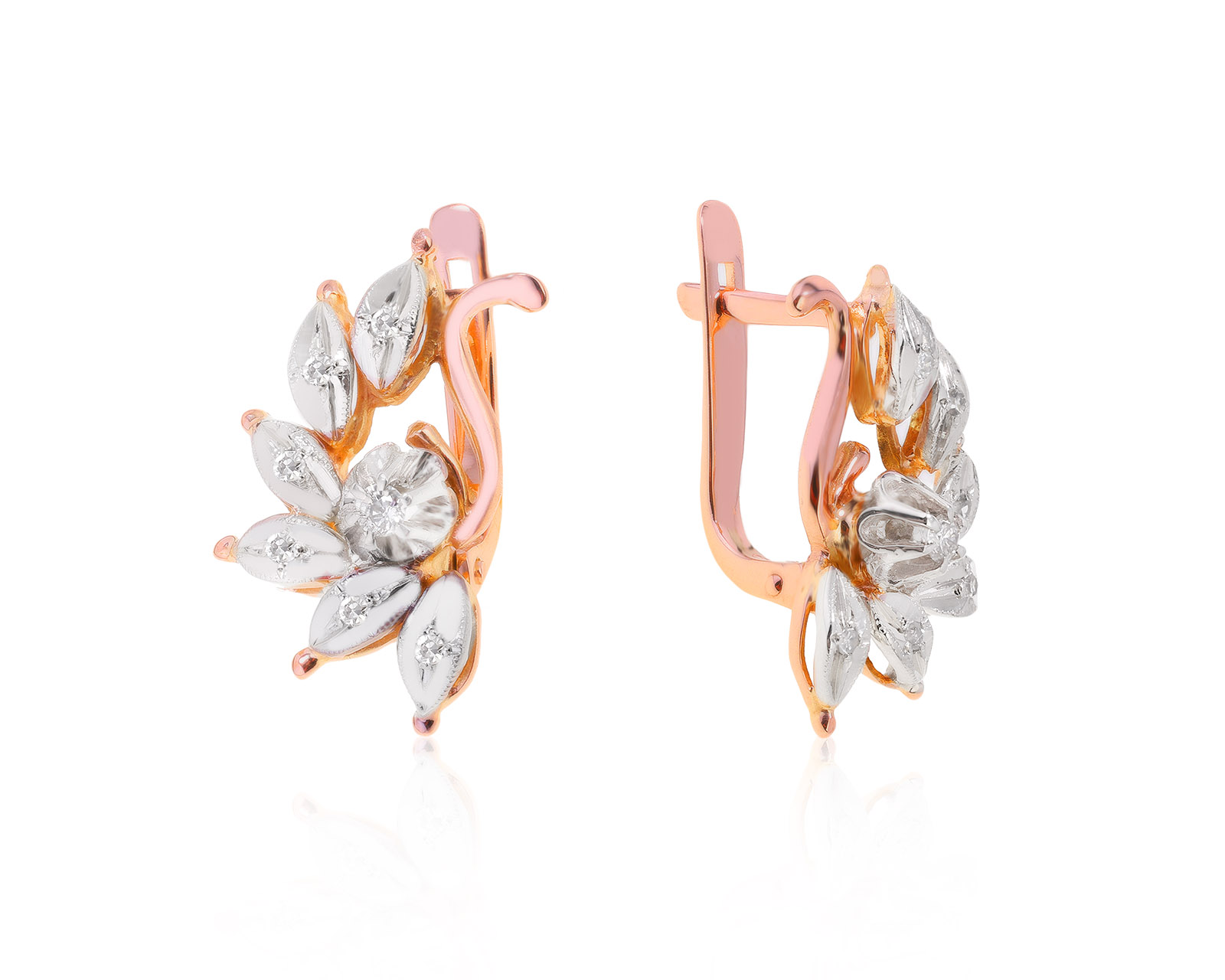 Царские золотые серьги с бриллиантами 0.16ct 160122/4