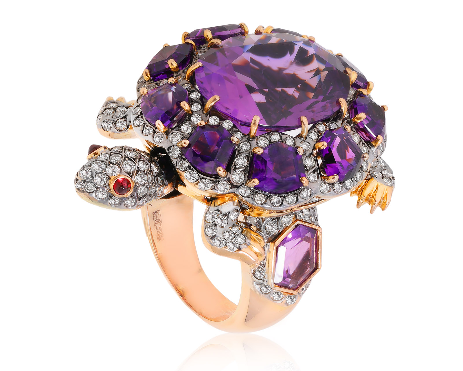 Оригинальное золотое кольцо с аметистами 26.30ct Zorab 190324/4