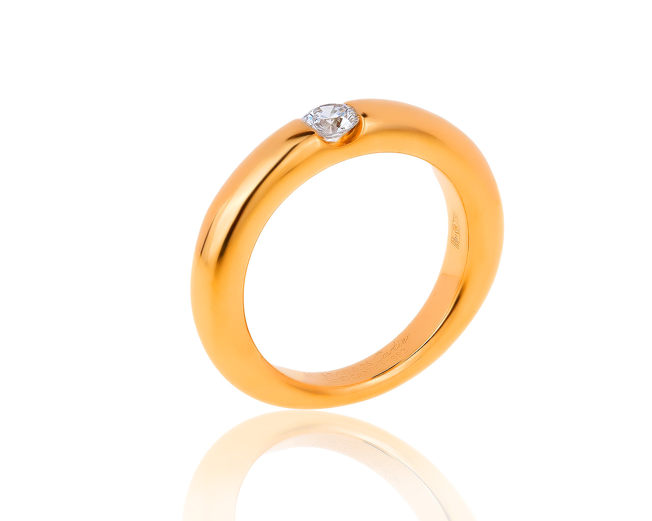 Оригинальное золотое кольцо с бриллиантом 0.25ct Cartier