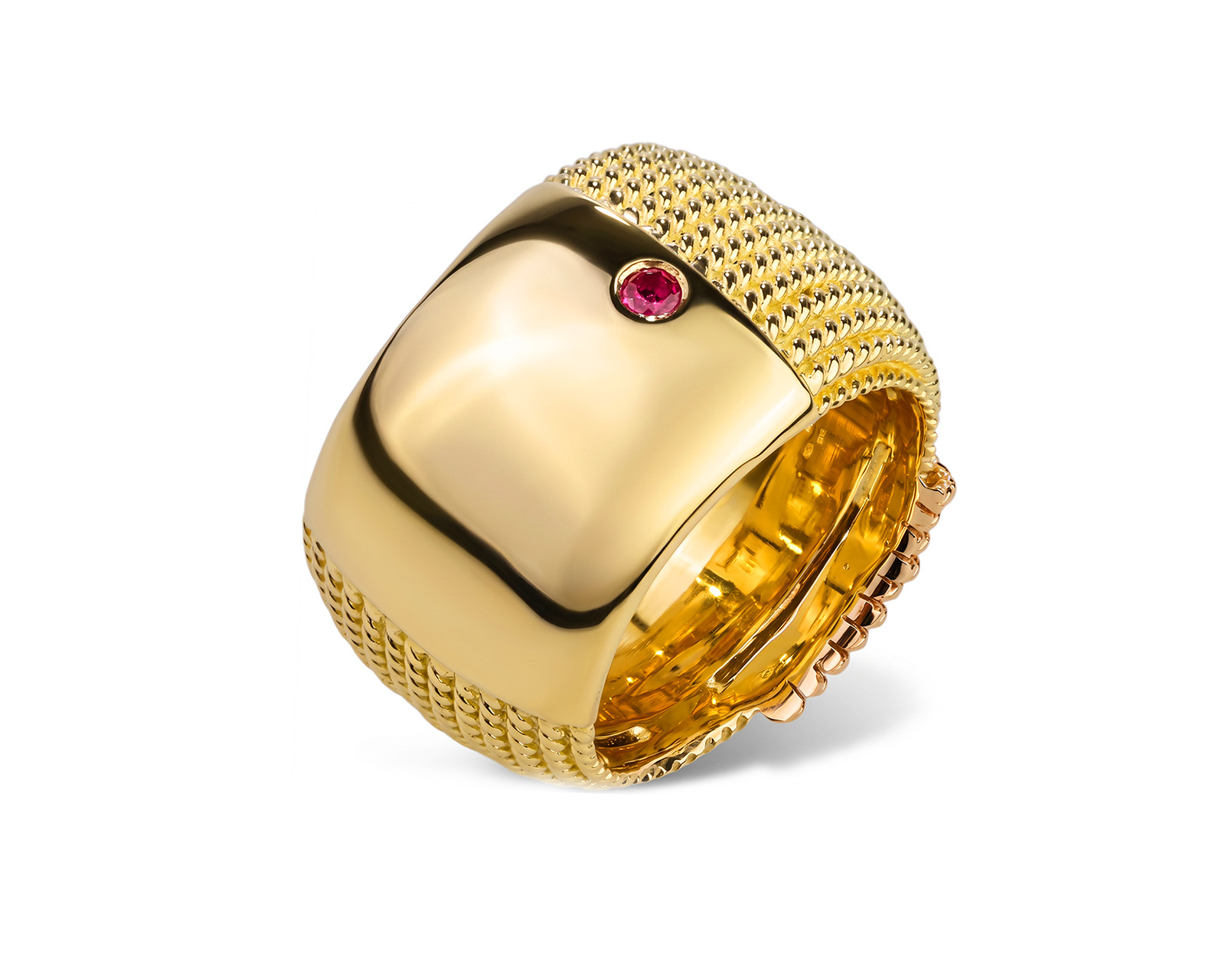 Оригинальное золотое кольцо с рубином 0.05ct Roberto Coin