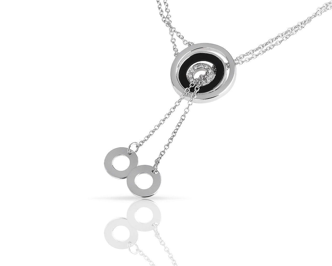 Итальянская золотая подвеска с бриллиантами и ониксом 120718/2