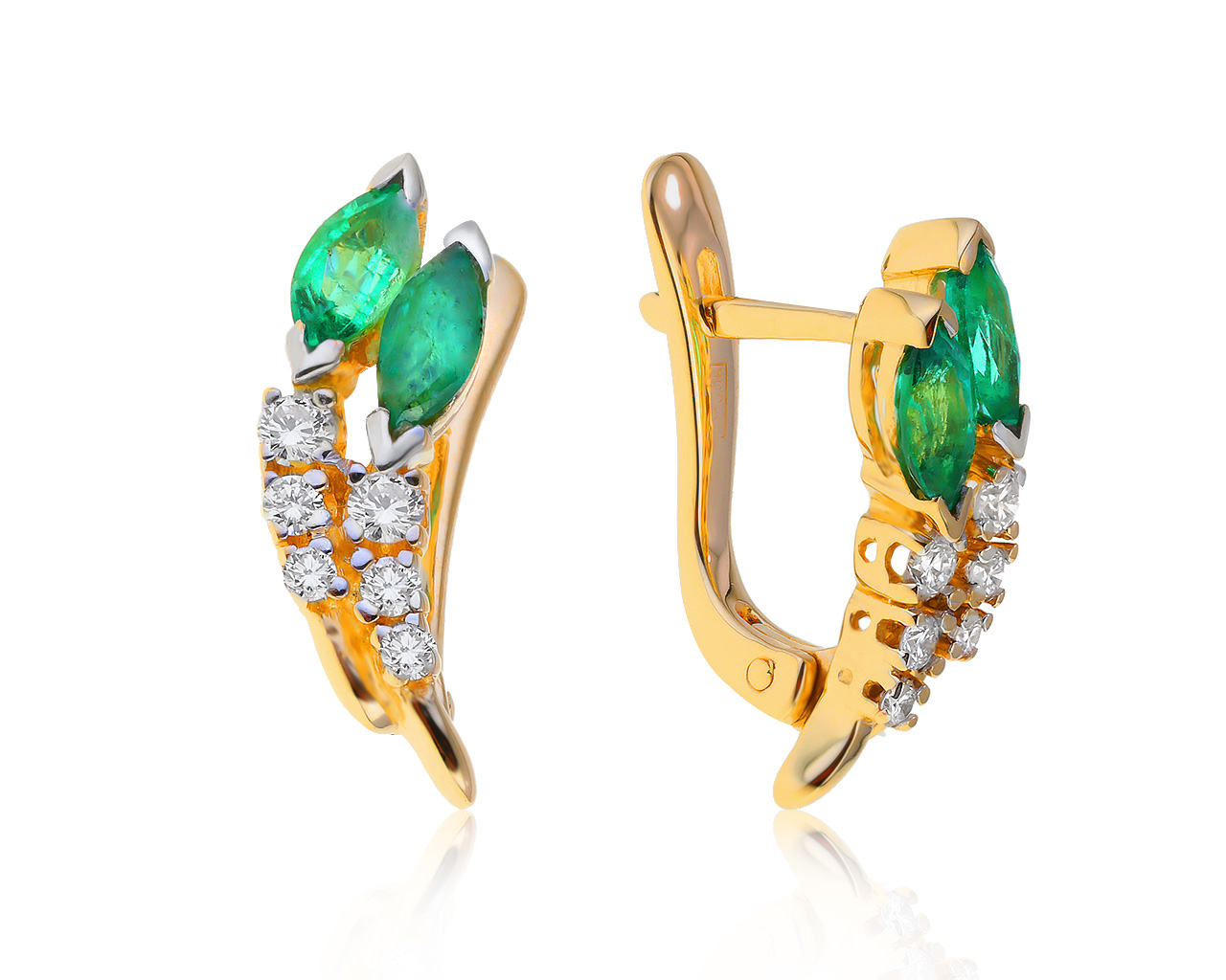 Прелестные золотые серьги с изумрудами 0.77ct 040621/10