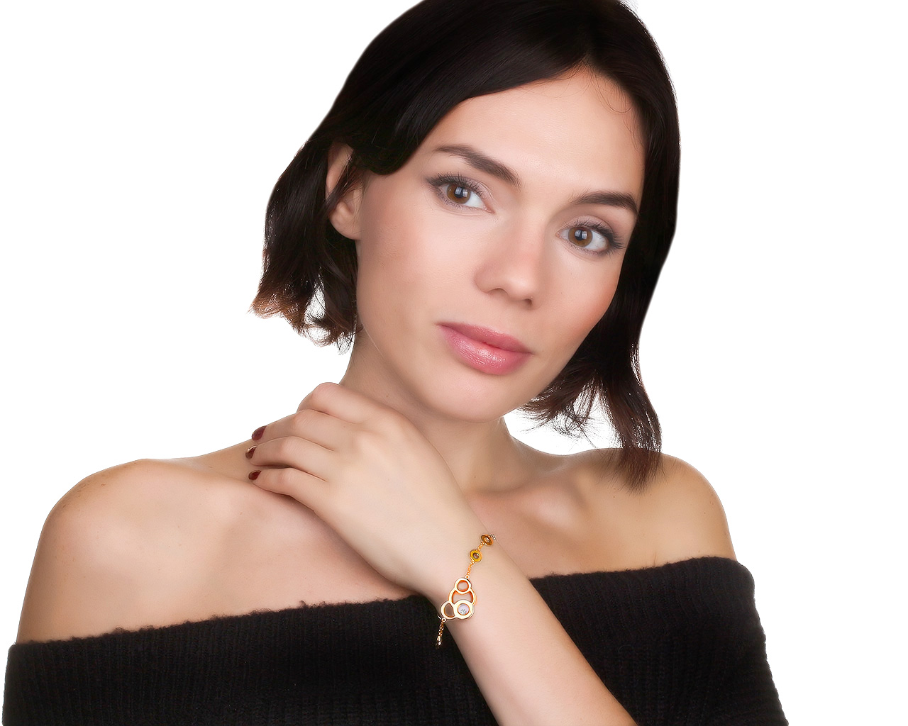 Изящный золотой браслет с бриллиантами 0.13ct