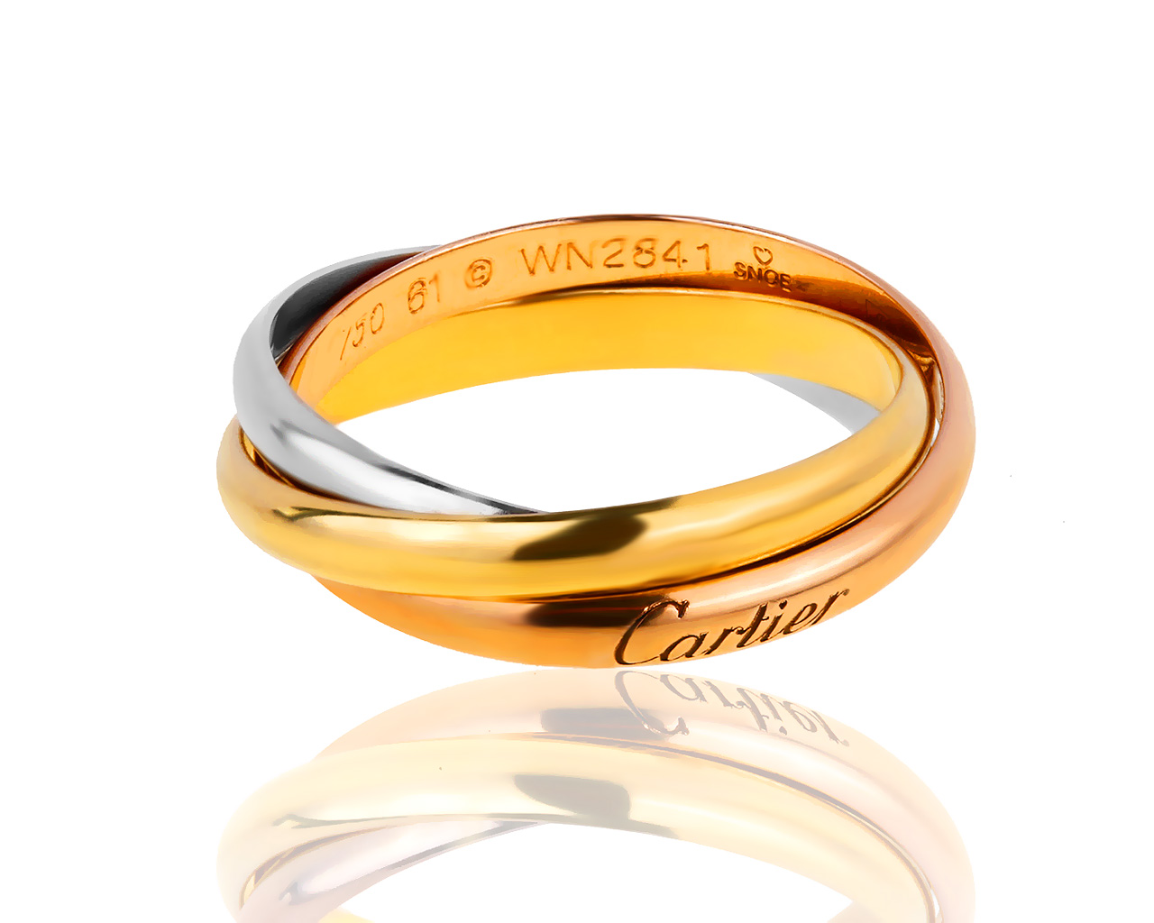 Оригинальное золотое кольцо Trinity De Cartier 280419/2