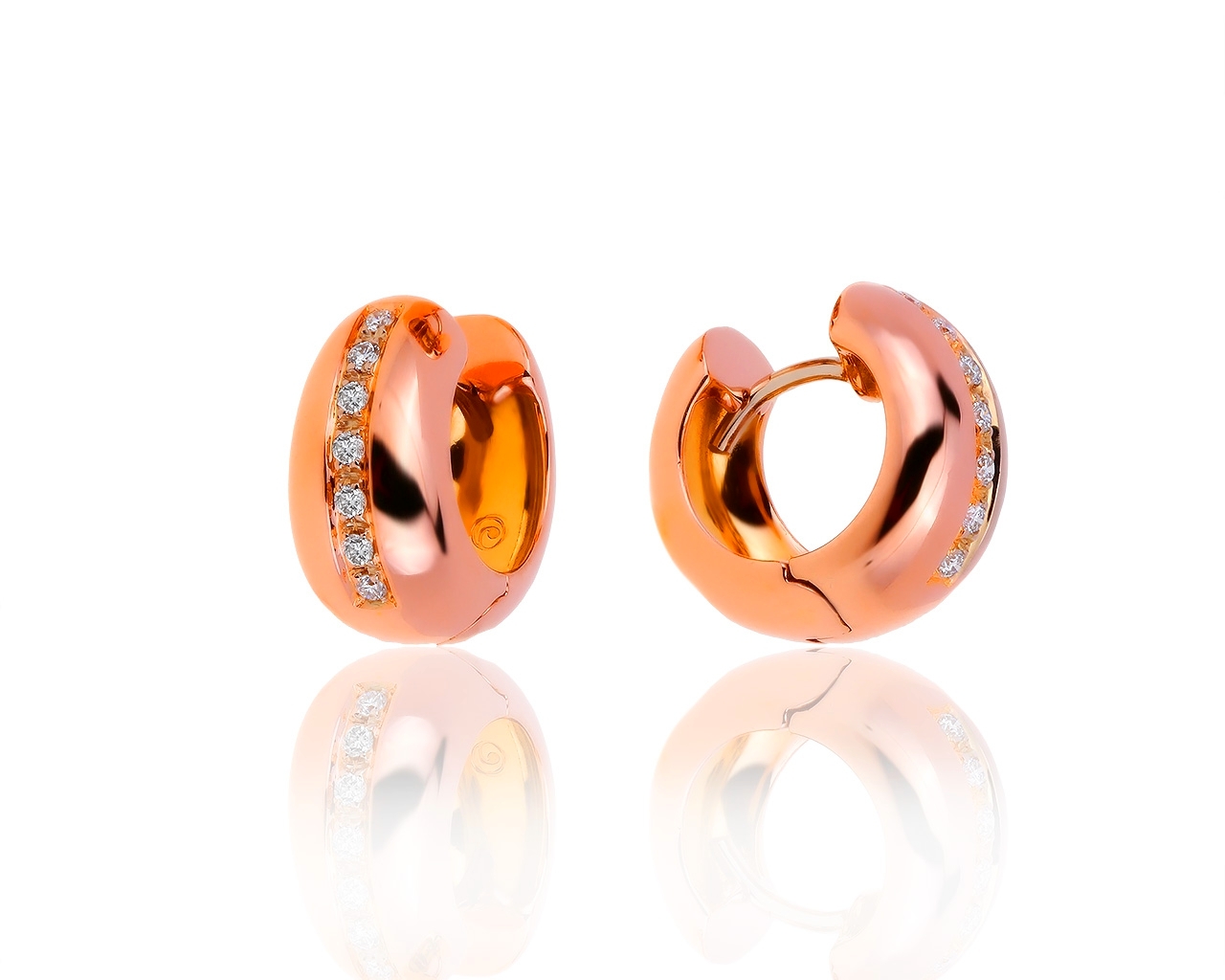 Итальянские золотые серьги с бриллиантами 0.17ct