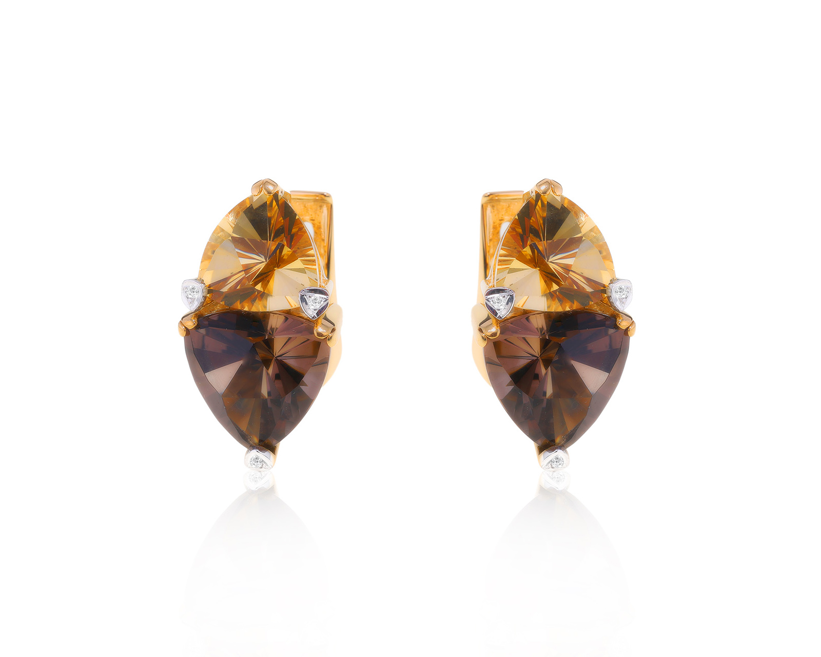 Прелестные золотые серьги с дымчатыми кварцами 8.90ct 110522/7
