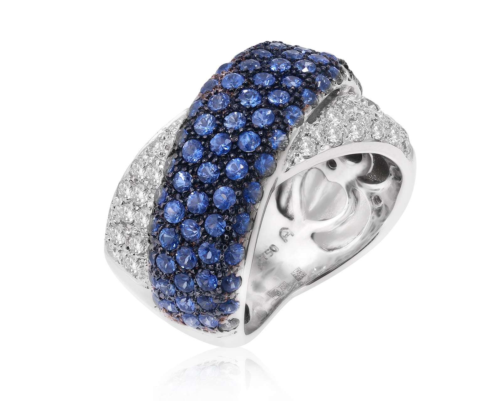 Золотое кольцо с сапфирами 2.37ct и бриллиантами 0.56ct 160125/3