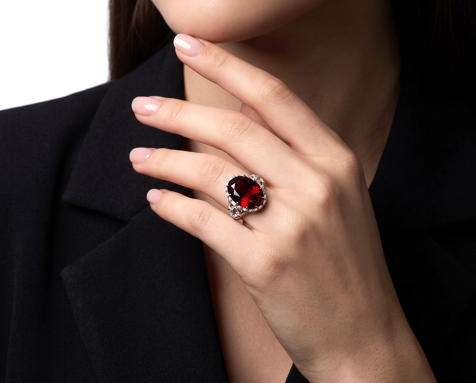 Оригинальное золотое кольцо с гранатом 16.34ct Lykov`s Jewellery