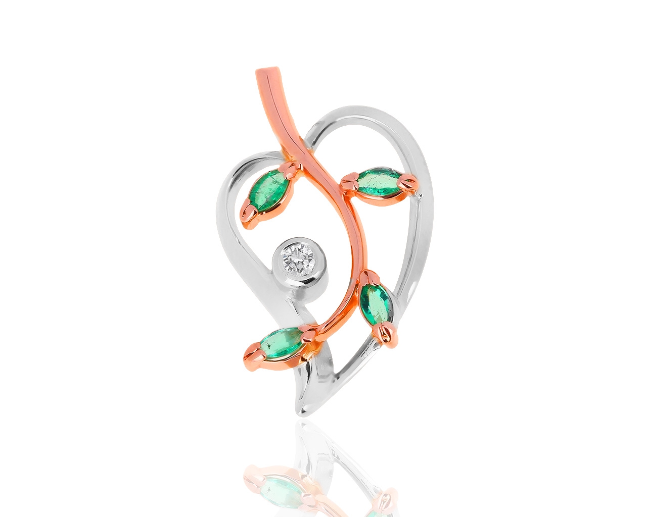 Золотой кулон с бриллиантом и изумрудами 0.27ct