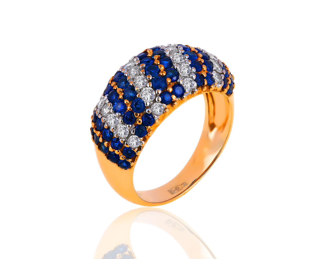 Модное золотое кольцо с бриллиантами 0.64ct