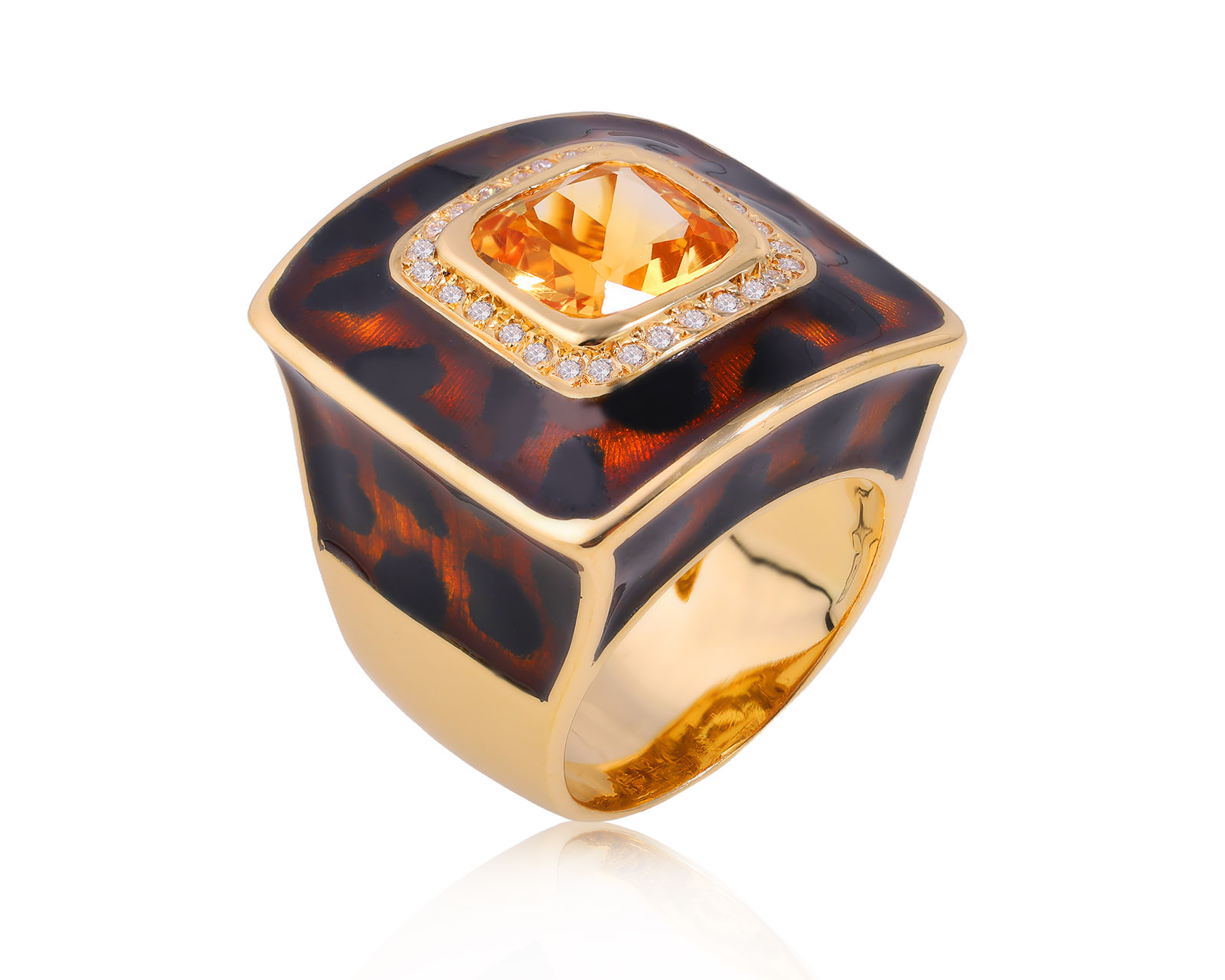 Золотое кольцо с цитрином 2.75ct и бриллиантами 0.16ct 181025/12