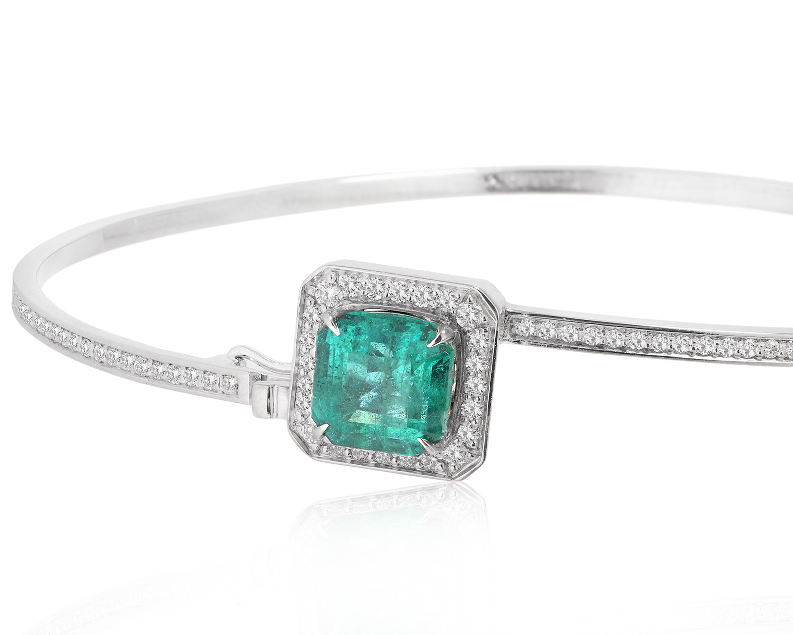 Золотой браслет с изумрудом Замбия 2.16ct и бриллиантами 0.75ct