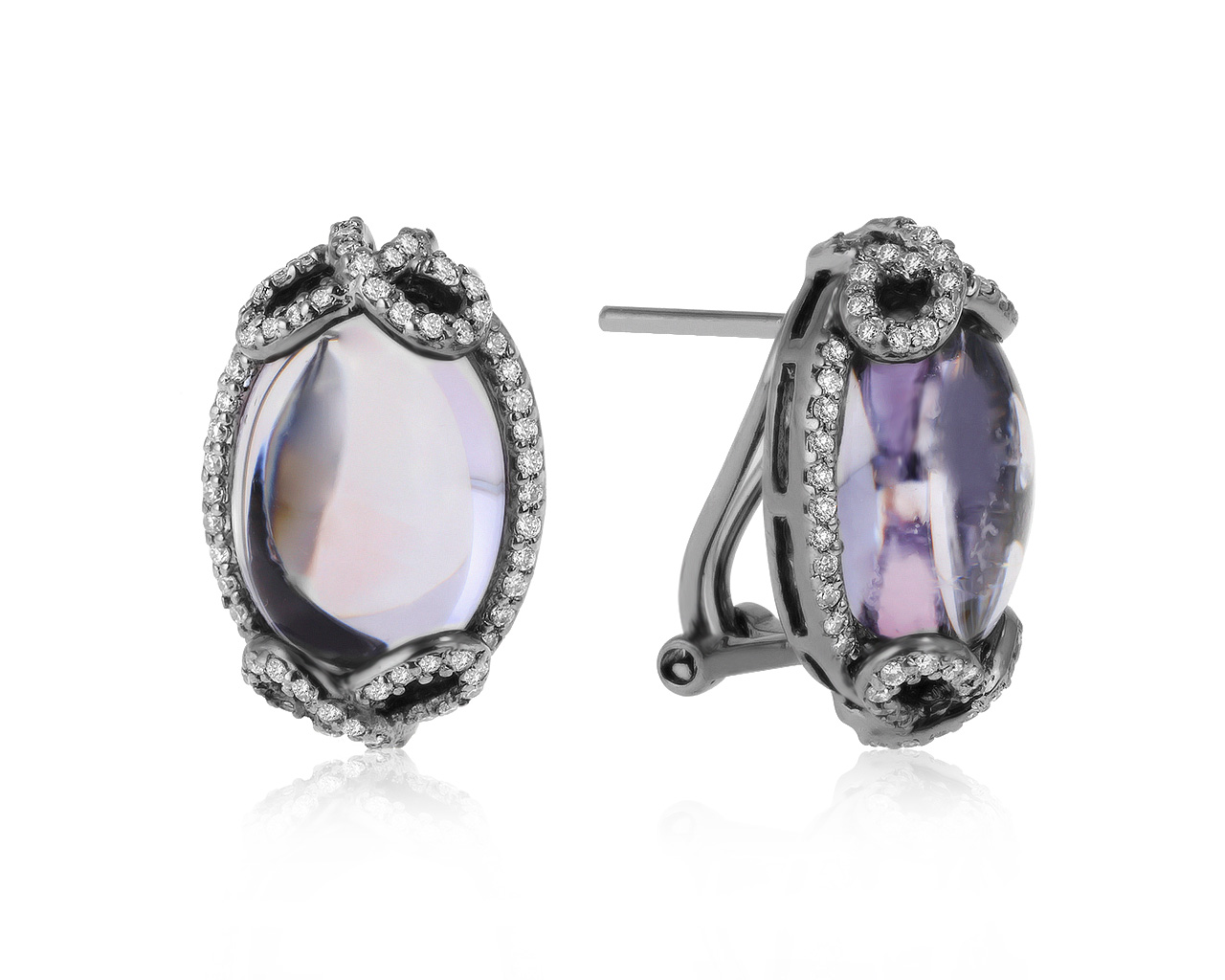 Удивительные золотые серьги с аметистами 14.53ct