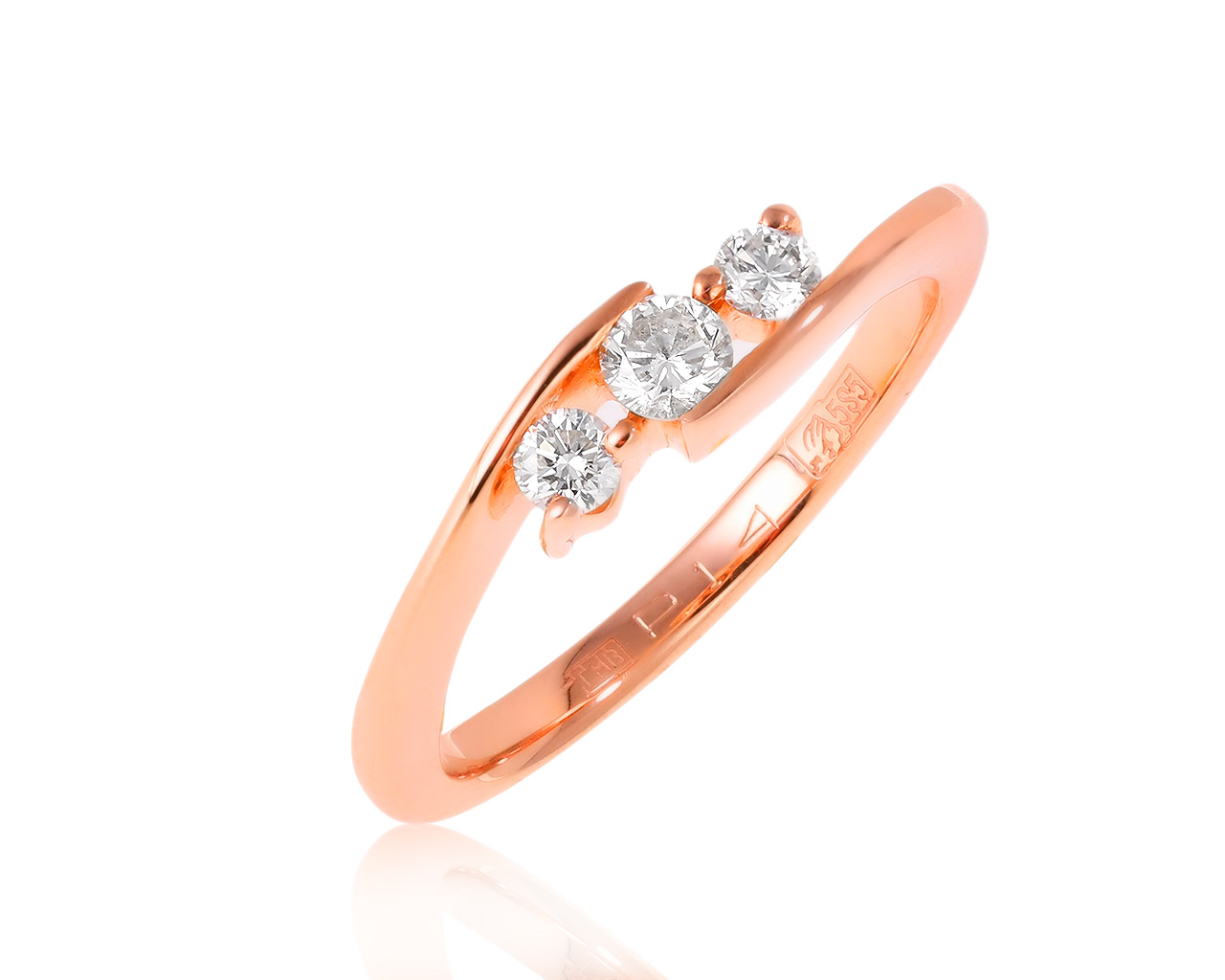 Модное золотое кольцо с бриллиантами 0.22ct