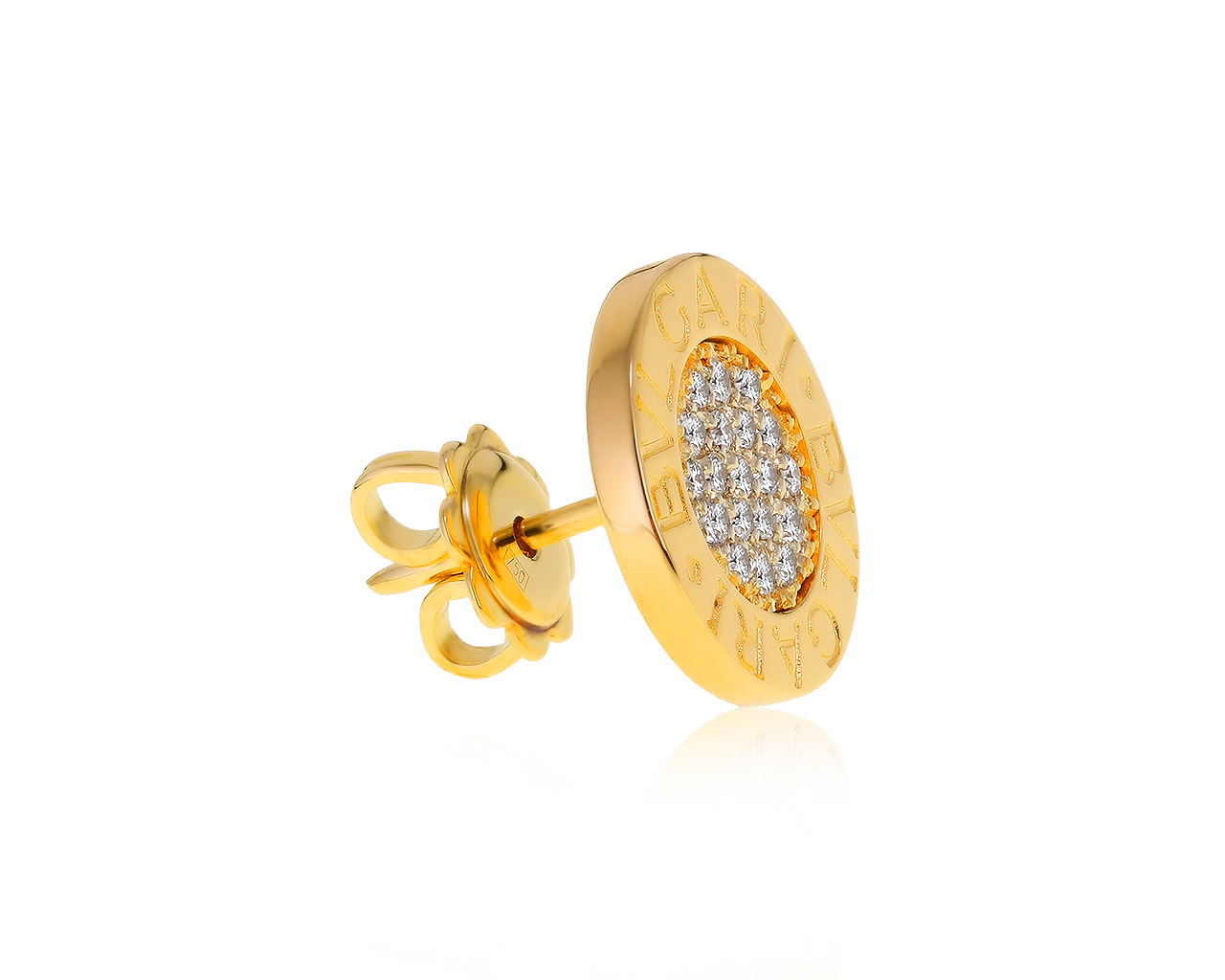 Оригинальная золотая серьга с бриллиантами 0.09ct Bvlgari Bvlgari