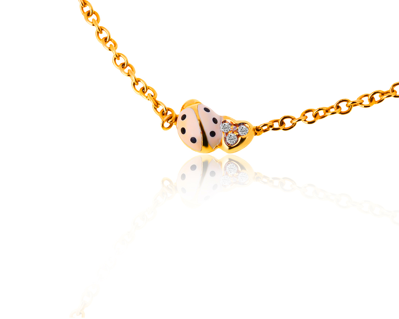 Оригинальное золотое колье с бриллиантами Aaron Basha Ladybug Chain 091017/5