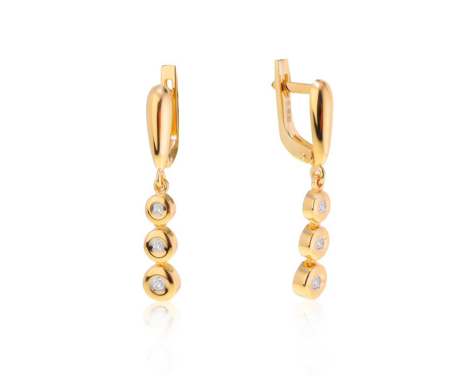 Модные золотые серьги с бриллиантами 0.10ct 291122/22