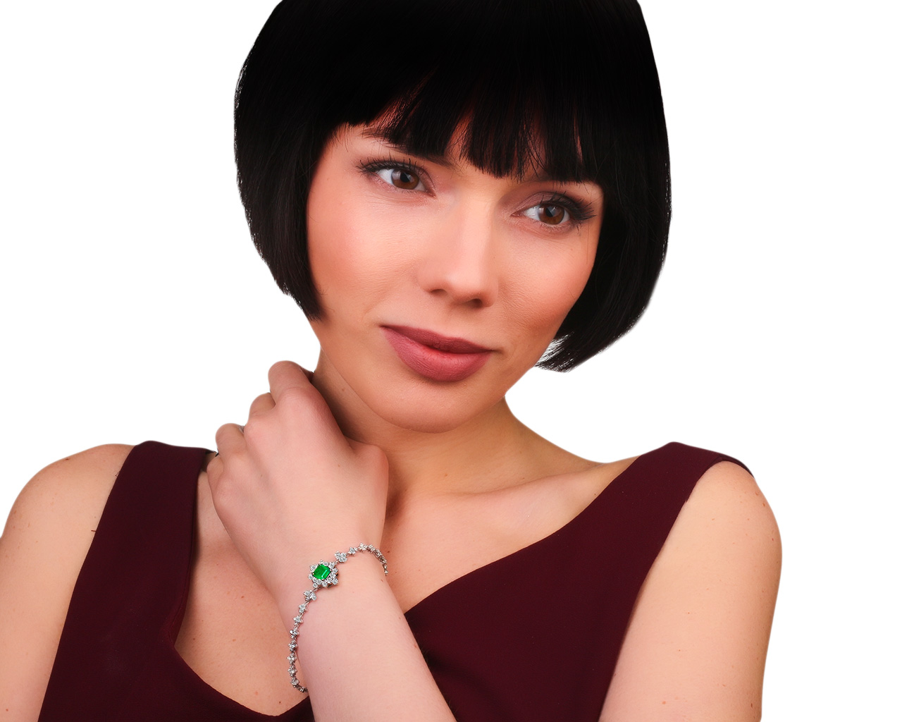 Золотой браслет с бриллиантами 1.82ct и изумрудом 1.20ct