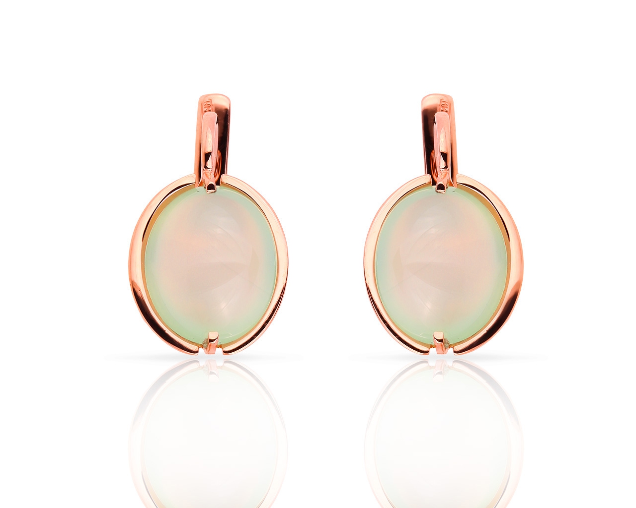 Необычные золотые серьги с халцедонами 131217/3