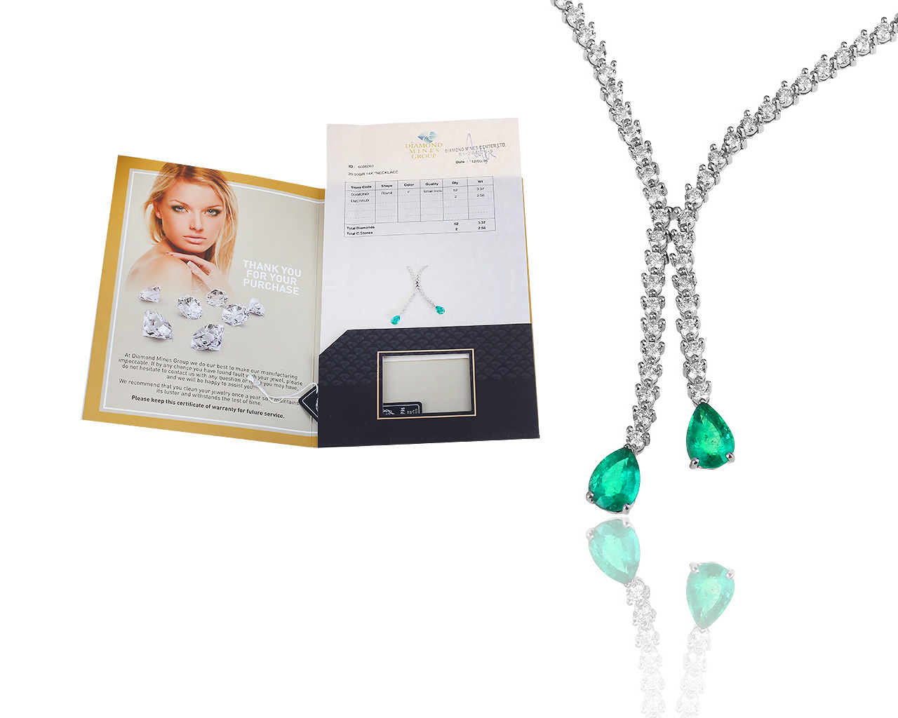 Шикарное золотое колье с изумрудами 2.58ct и бриллиантами 3.37ct