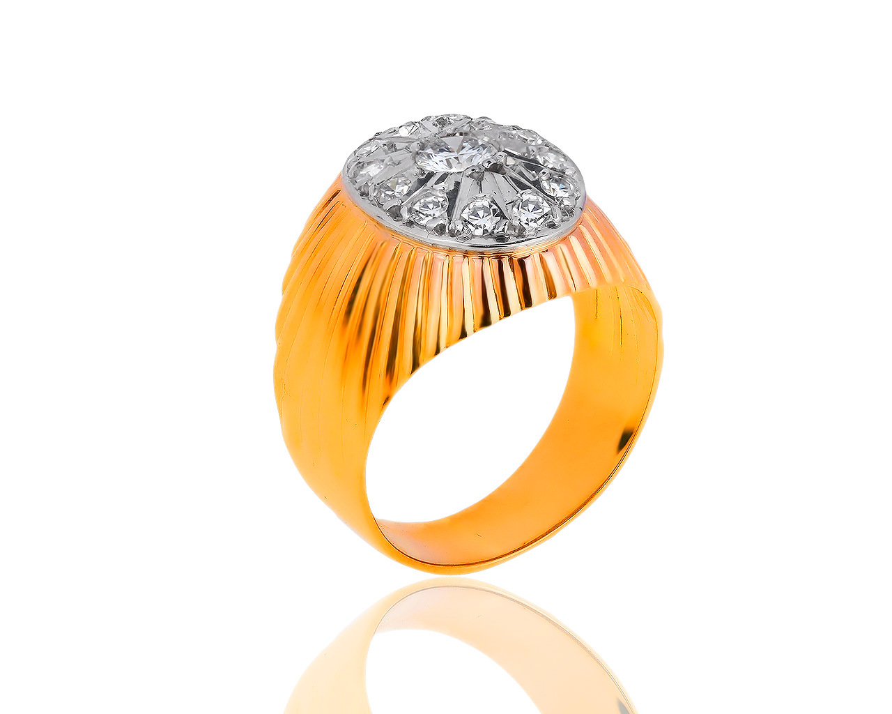 Солидное золотое кольцо с бриллиантами 0.56ct