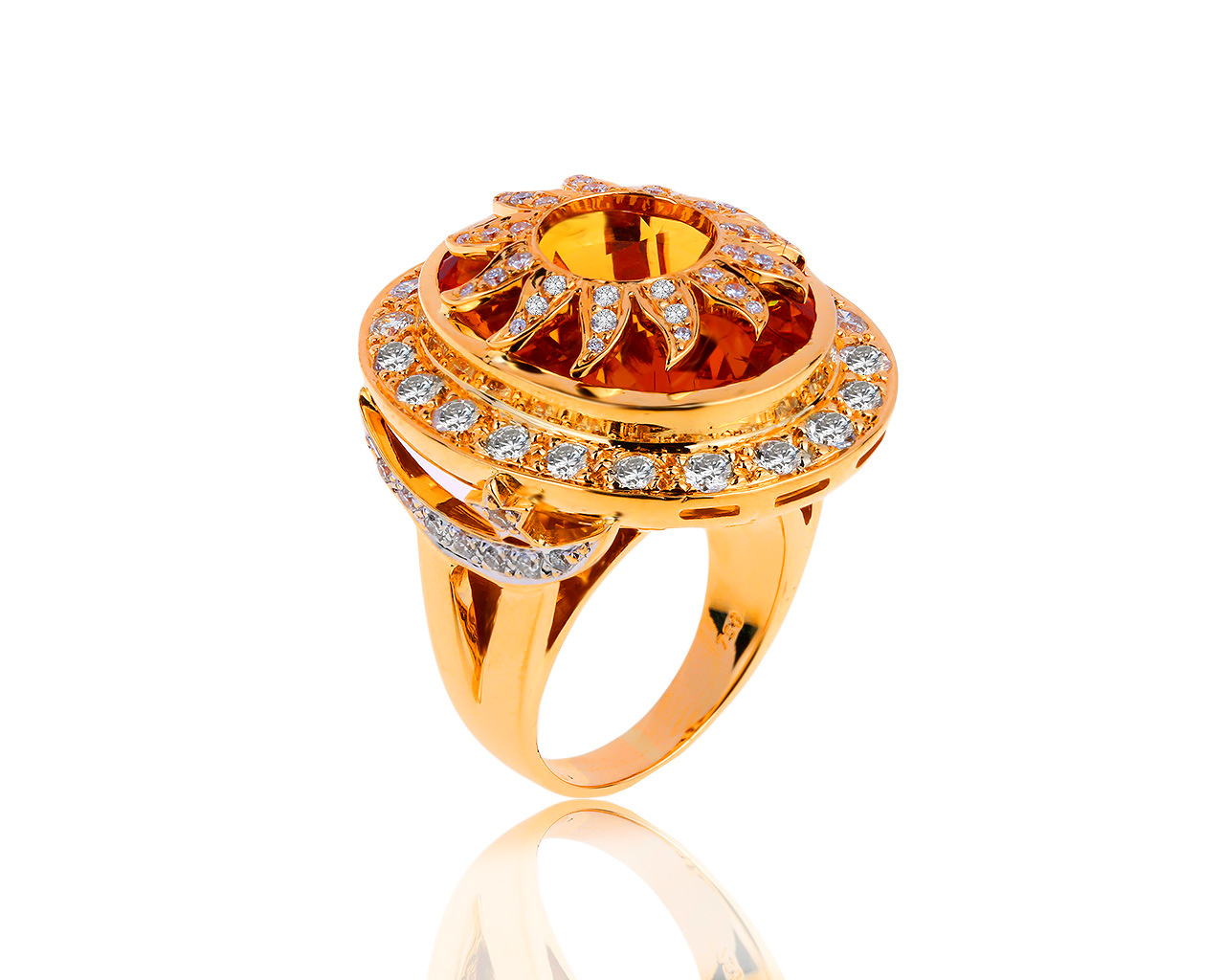 Завораживающее золотое кольцо с цитрином 15.53ct