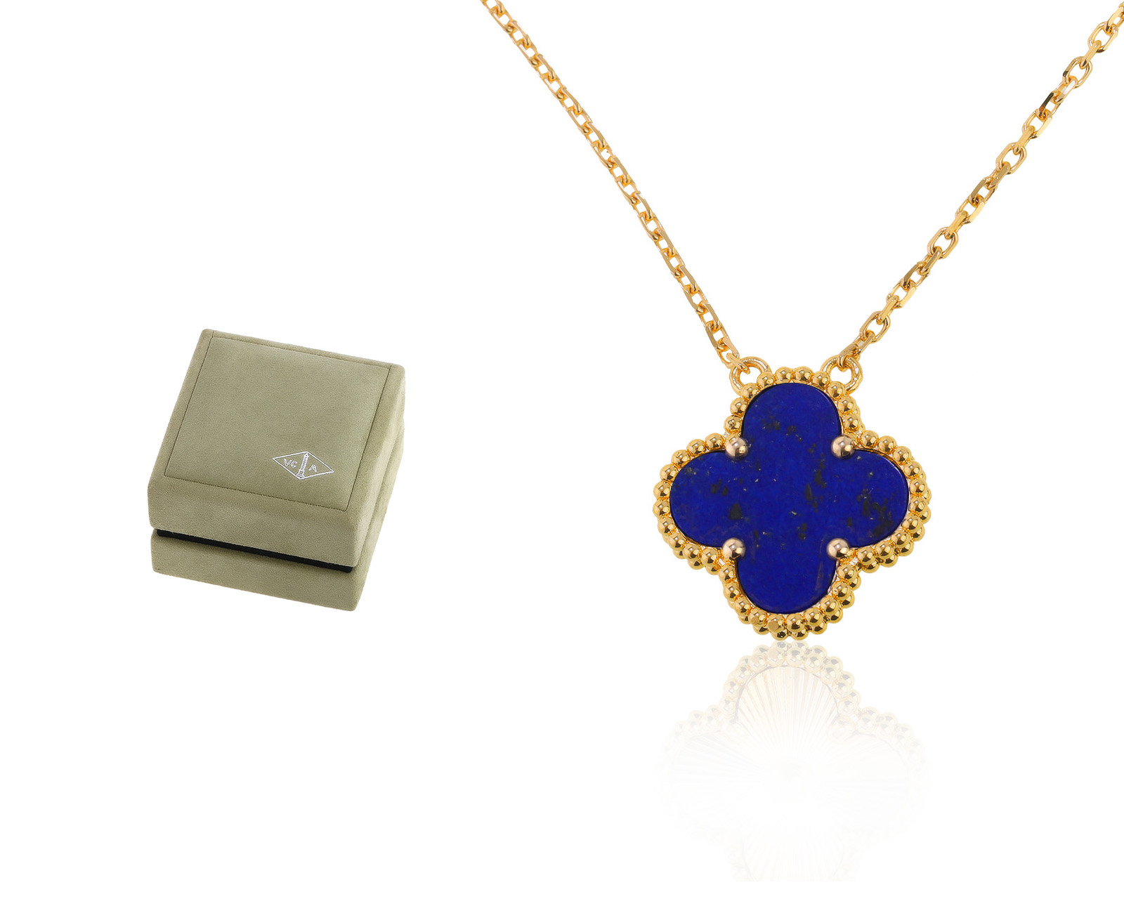 Оригинальный золотой кулон с лазуритом Van Cleef and Arpels Alhambra
