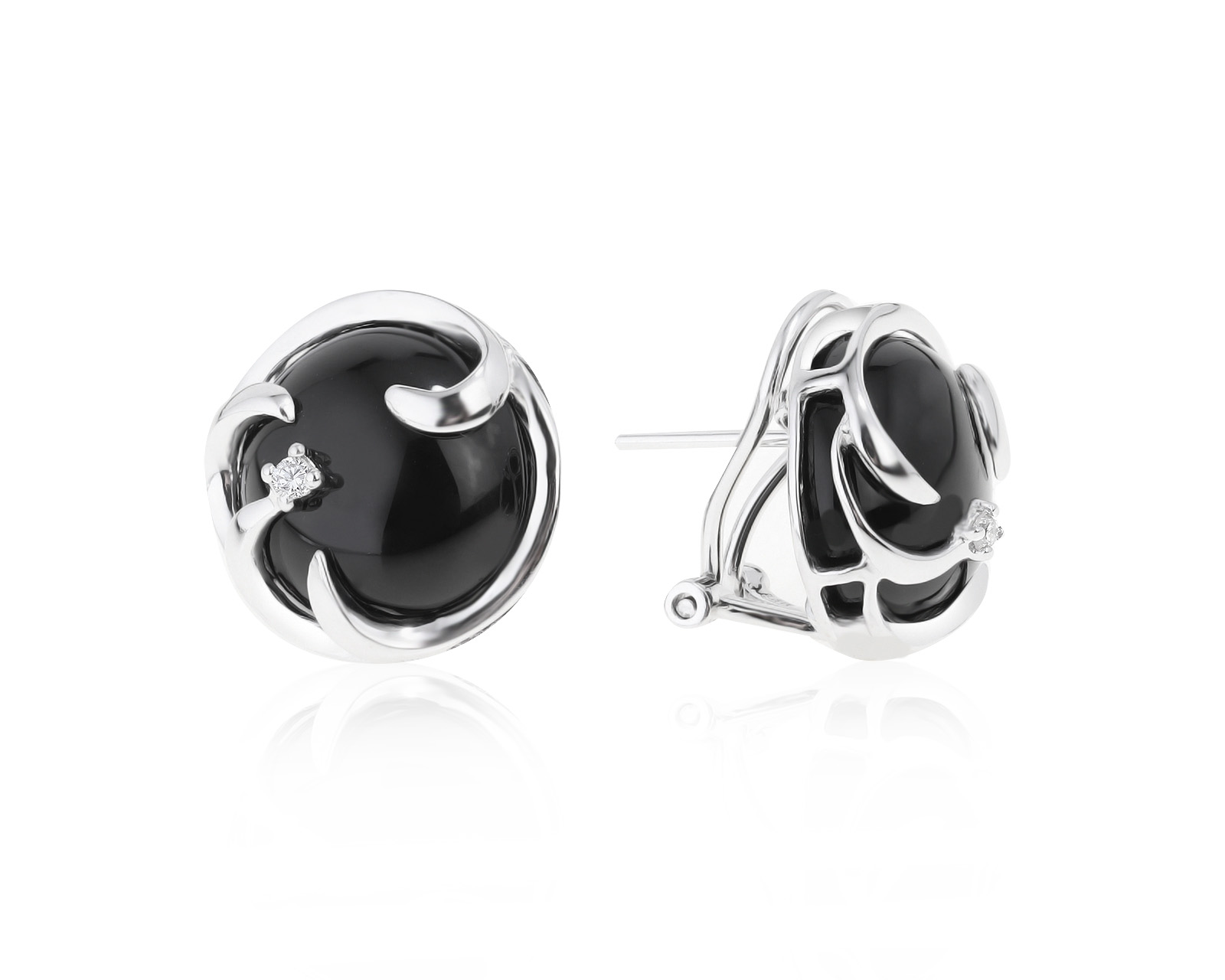 Прелестные золотые серьги с ониксами 16.02ct 101121/5