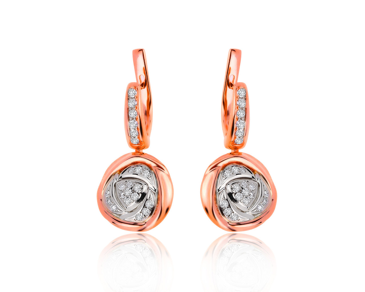 Нарядные золотые серьги с бриллиантами 0.75ct 130619/2