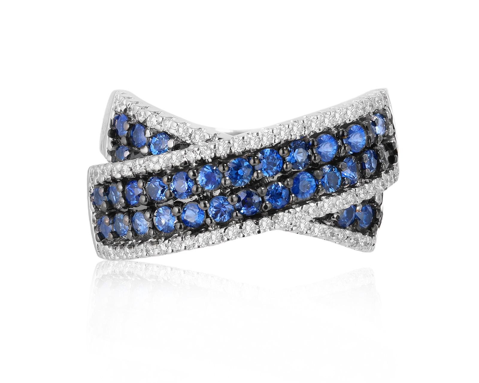 Золотое кольцо с сапфирами 1.72ct и бриллиантами 0.33ct