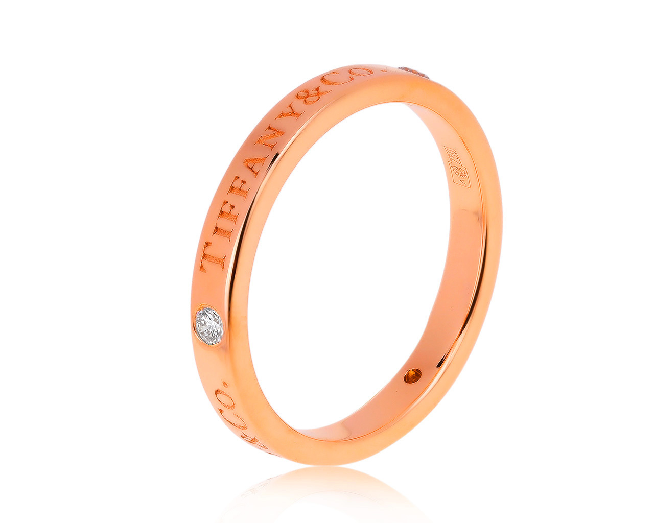 Оригинальное золотое кольцо с бриллиантами 0.07ct Tiffany&Co