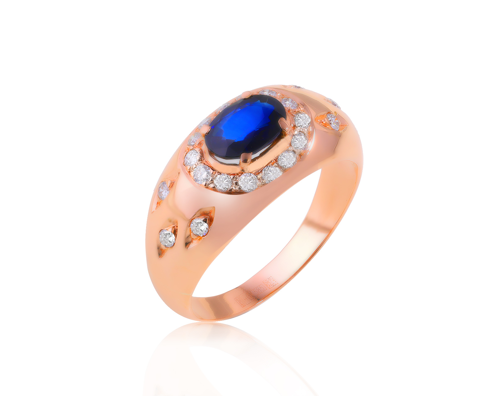 Золотое кольцо с сапфиром 0.75ct и бриллиантами 0.24ct 040624/7 Золотое кольцо с сапфиром 0.75ct и бриллиантами 0.24ct 040624/7