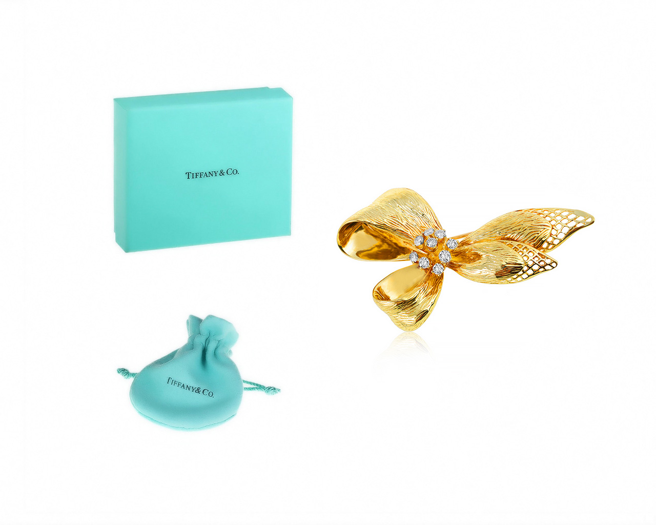 Оригинальная золотая брошь с бриллиантами 0.45ct Tiffany&Co