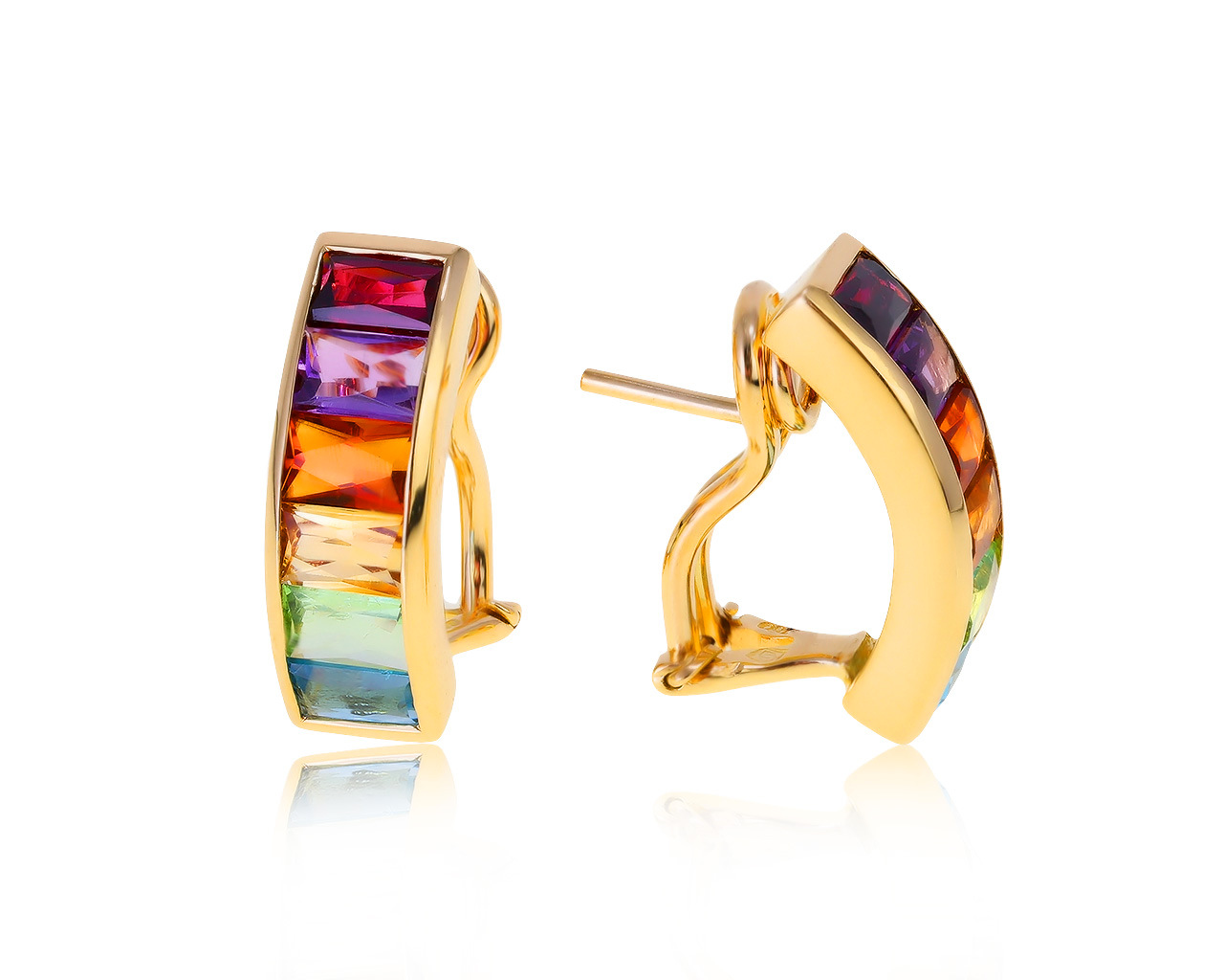 Оригинальные золотые серьги с цветными камнями 2.47ct H.Stern