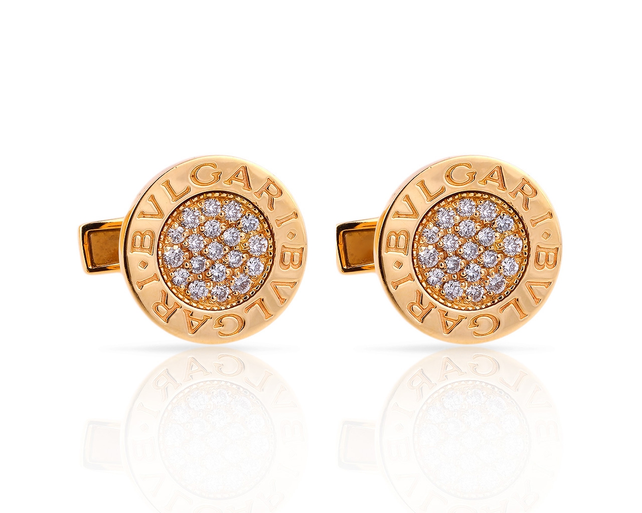 Оригинальные золотые запонки с бриллиантами 0.57ct Bvlgari 060418/8