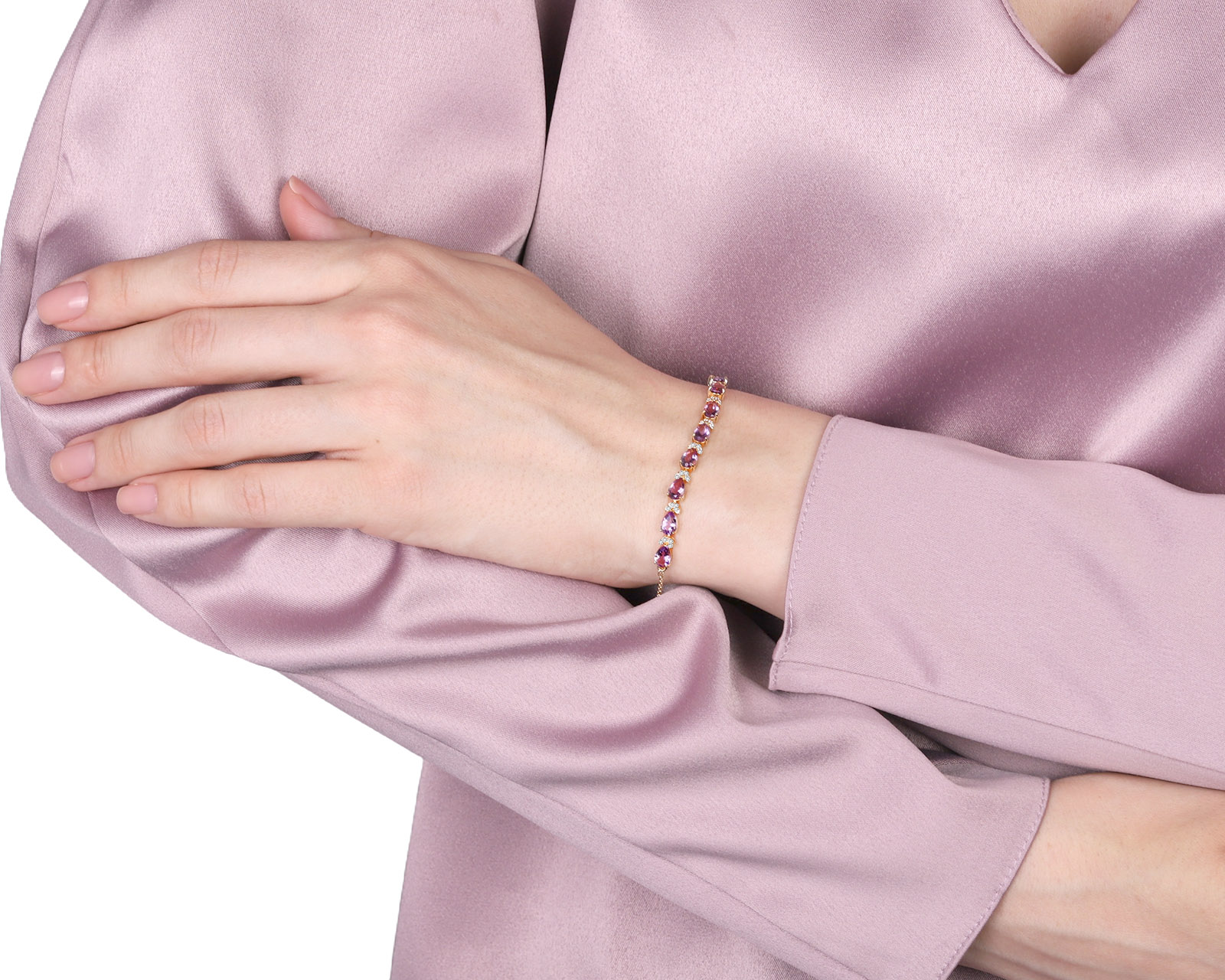 Оригинальный золотой браслет Bernhard H. Mayer Embracelet Pink Amethyst