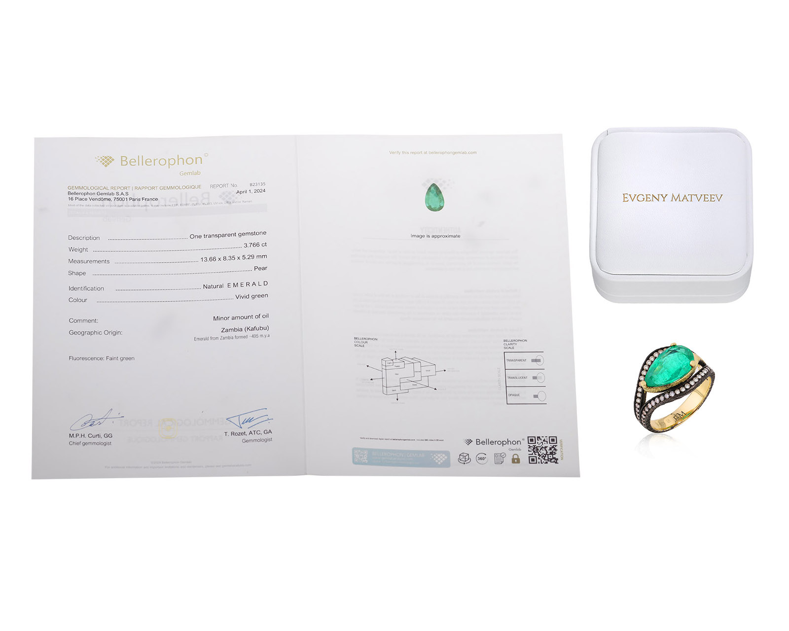 Золотое кольцо с замбийским изумрудом 3.76ct Evgeny Matveev