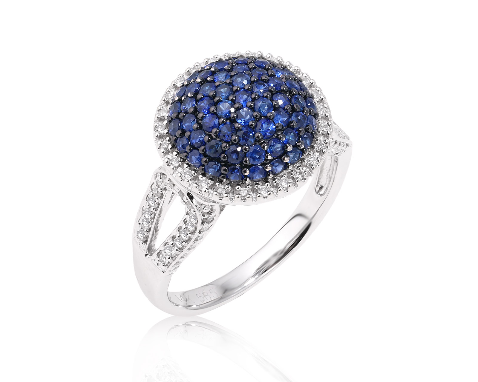 Золотое кольцо с сапфирами 0.96ct и бриллиантами 0.32ct 301025/2