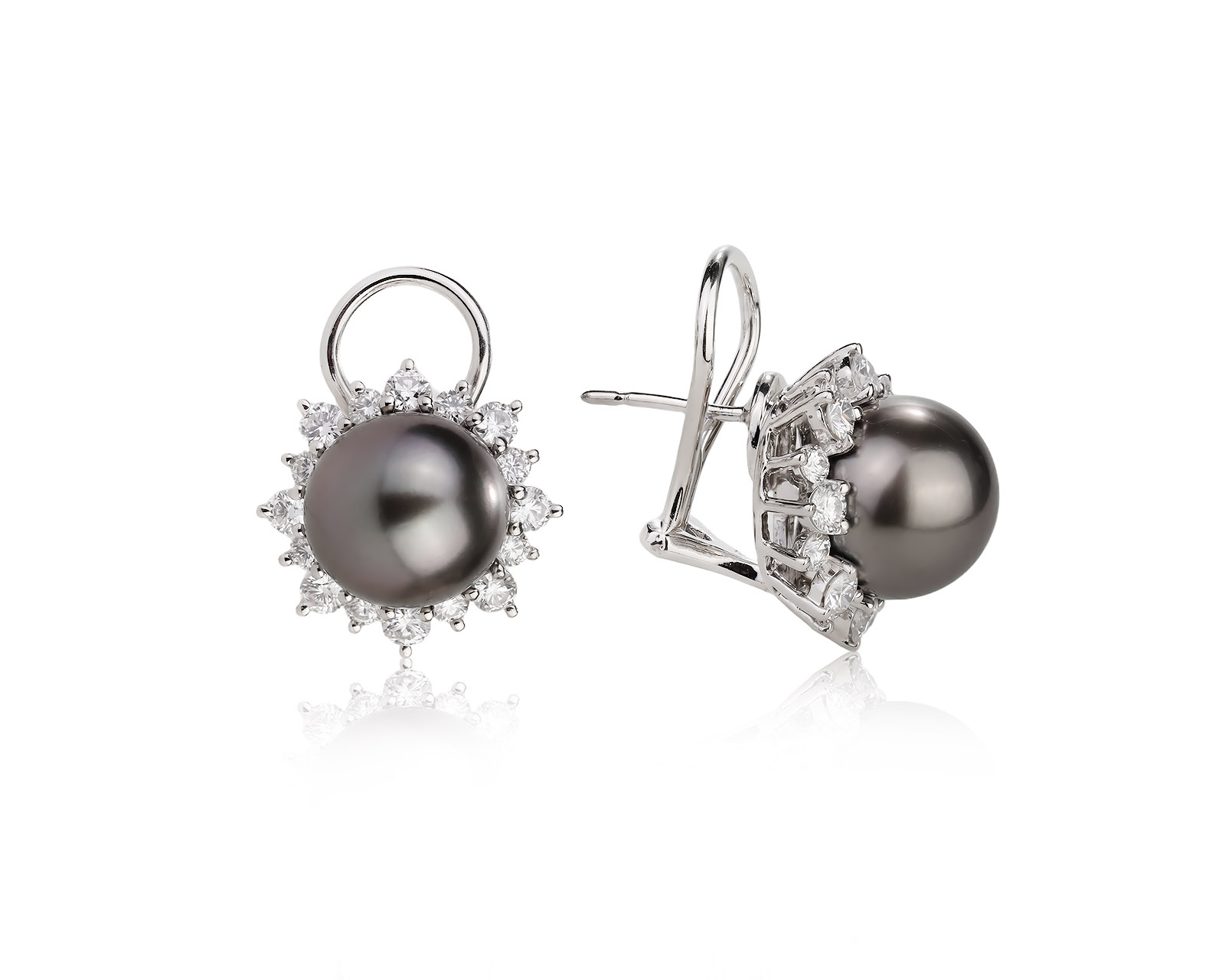 Оригинальные платиновые серьги с бриллиантами 1.66ct Mikimoto