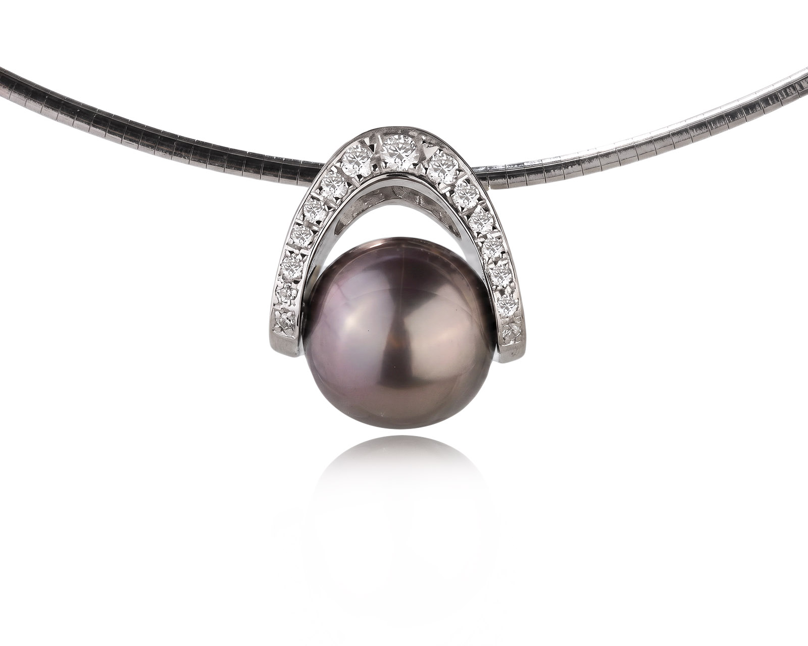 Золотой кулон с жемчугом 11.30 мм и бриллиантами 0.27ct 270626/2