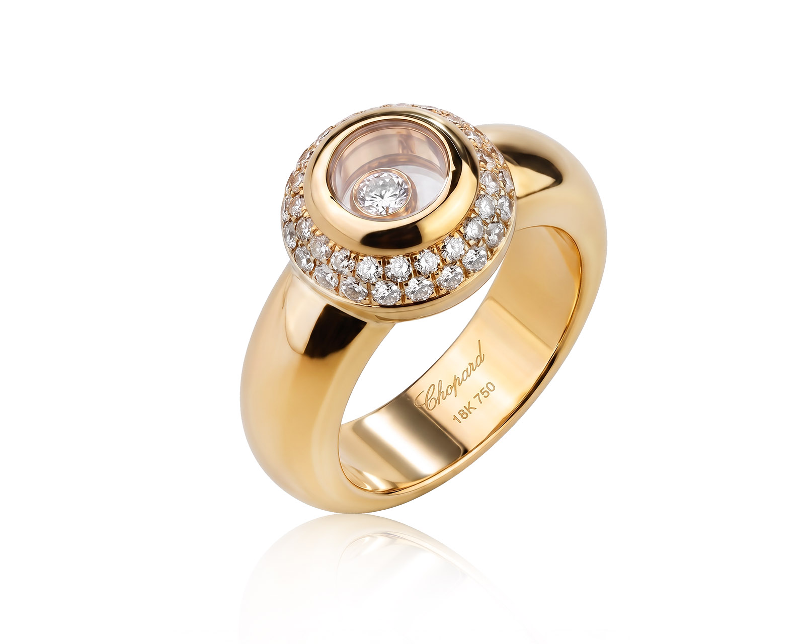 Оригинальное золотое кольцо Chopard Happy Diamonds Happy Sport 080426/1