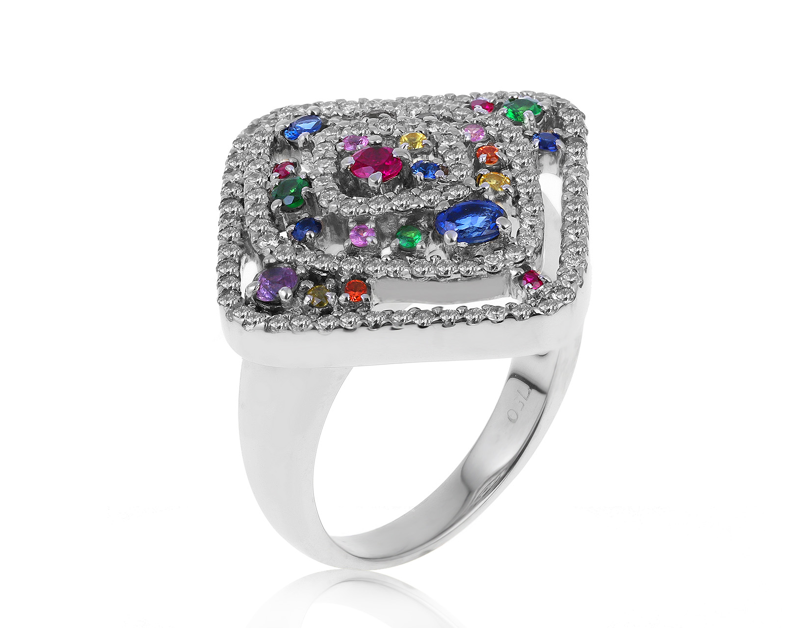 Золотое кольцо с цветными сапфирами 0.49ct 130721/21